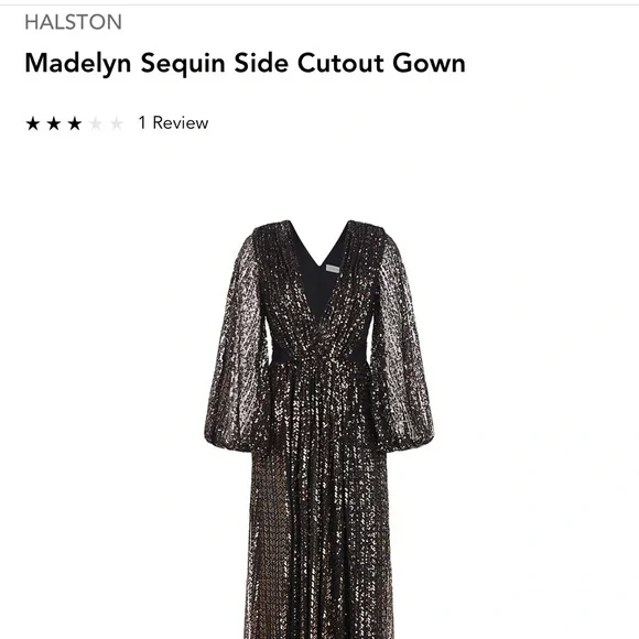 Halston designer gown Madelyn sequin side cutout - Picture 4 of 6